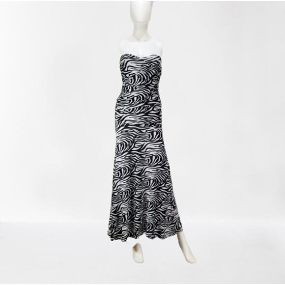 Women's Zebra Print Super Sexy Fit Bodycon Full Length Maxi Dress, Size: S, New - Picture 2 of 9